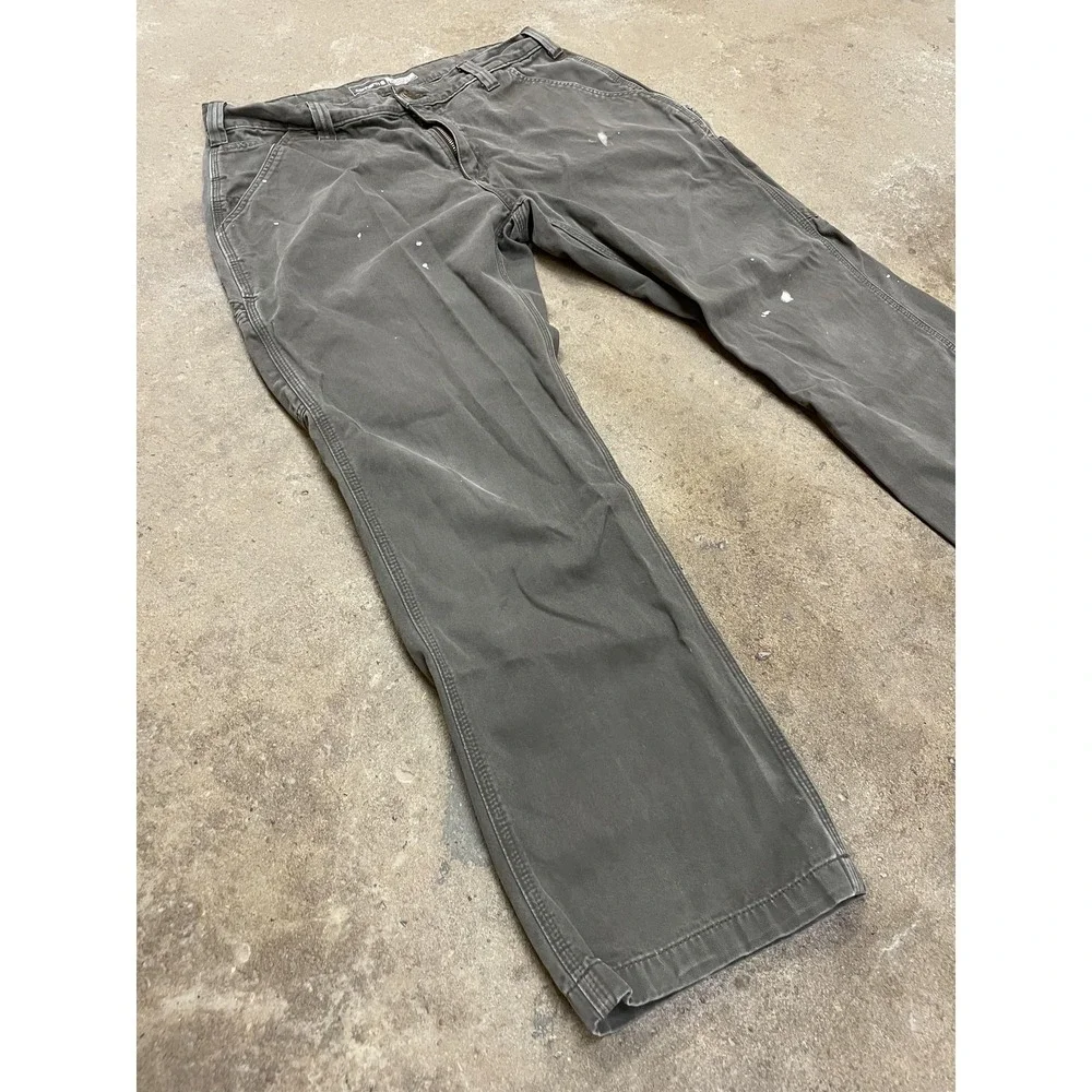 Carhartt Pants Mens 36x30 Gray Relaxed Fit Canvas Carpenter Work B324-DFE‎